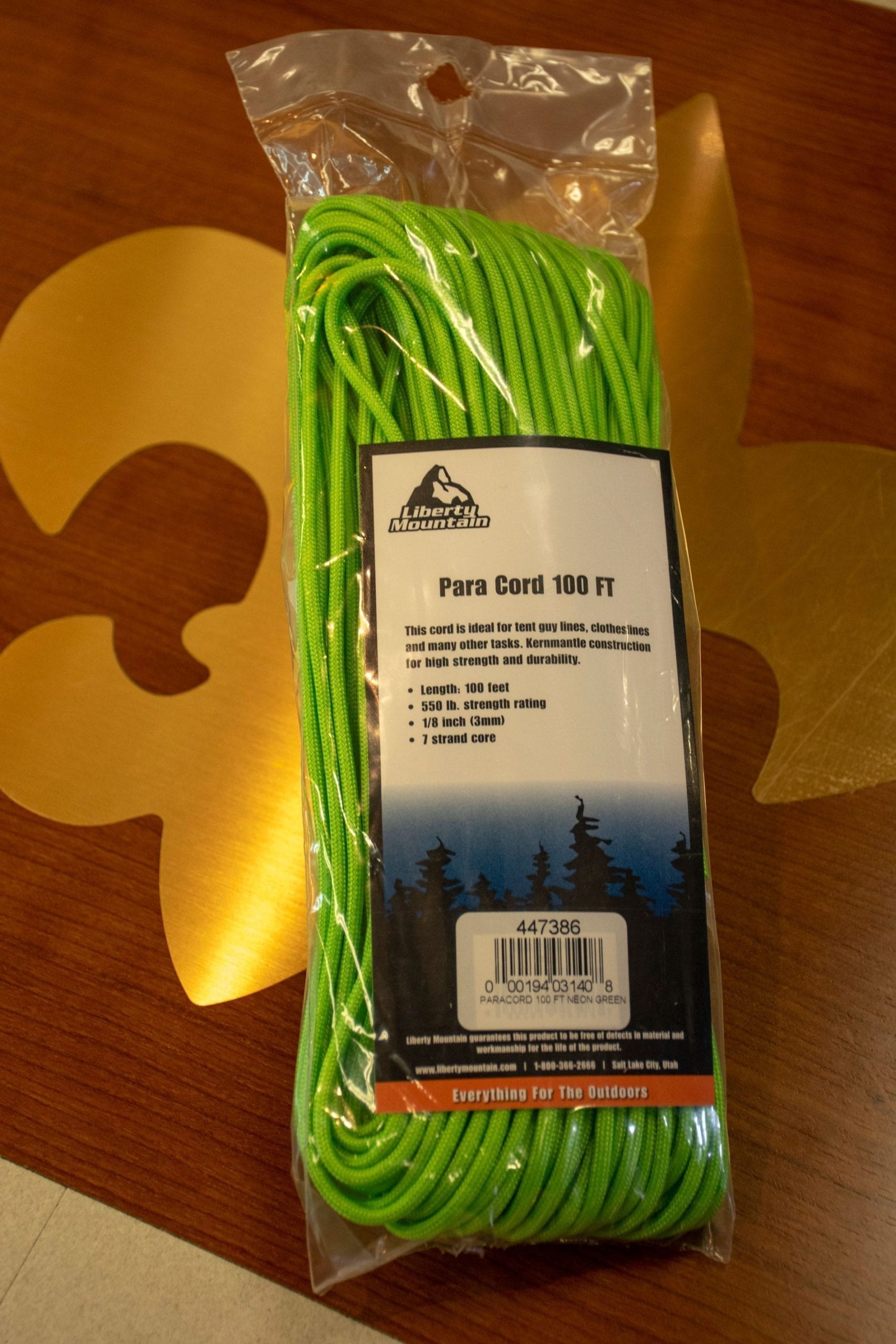 Paracord 100 ft - Neon Green - BSA CAC Scout Shop