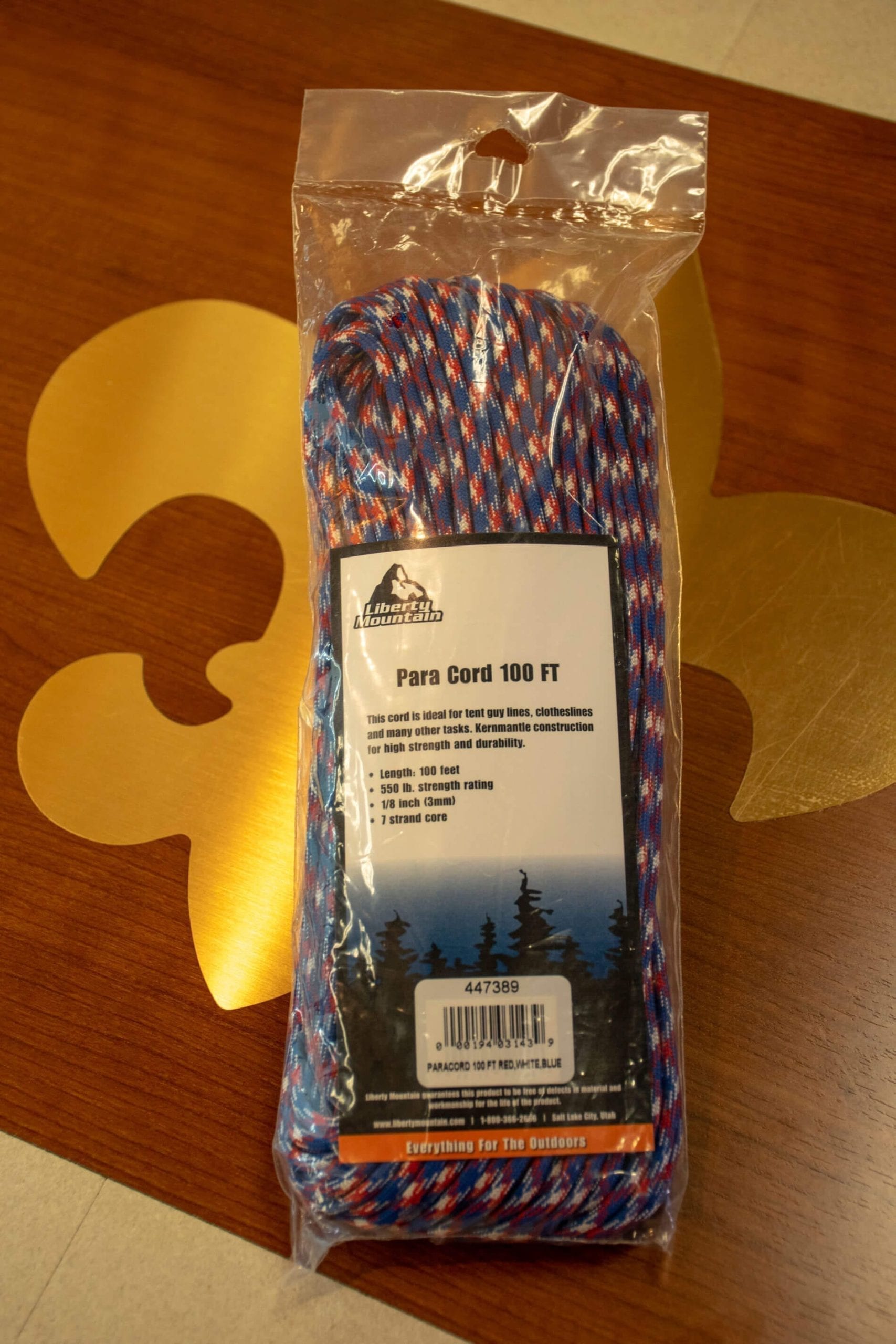 Paracord 100 ft - Red White and Blue - BSA CAC Scout Shop