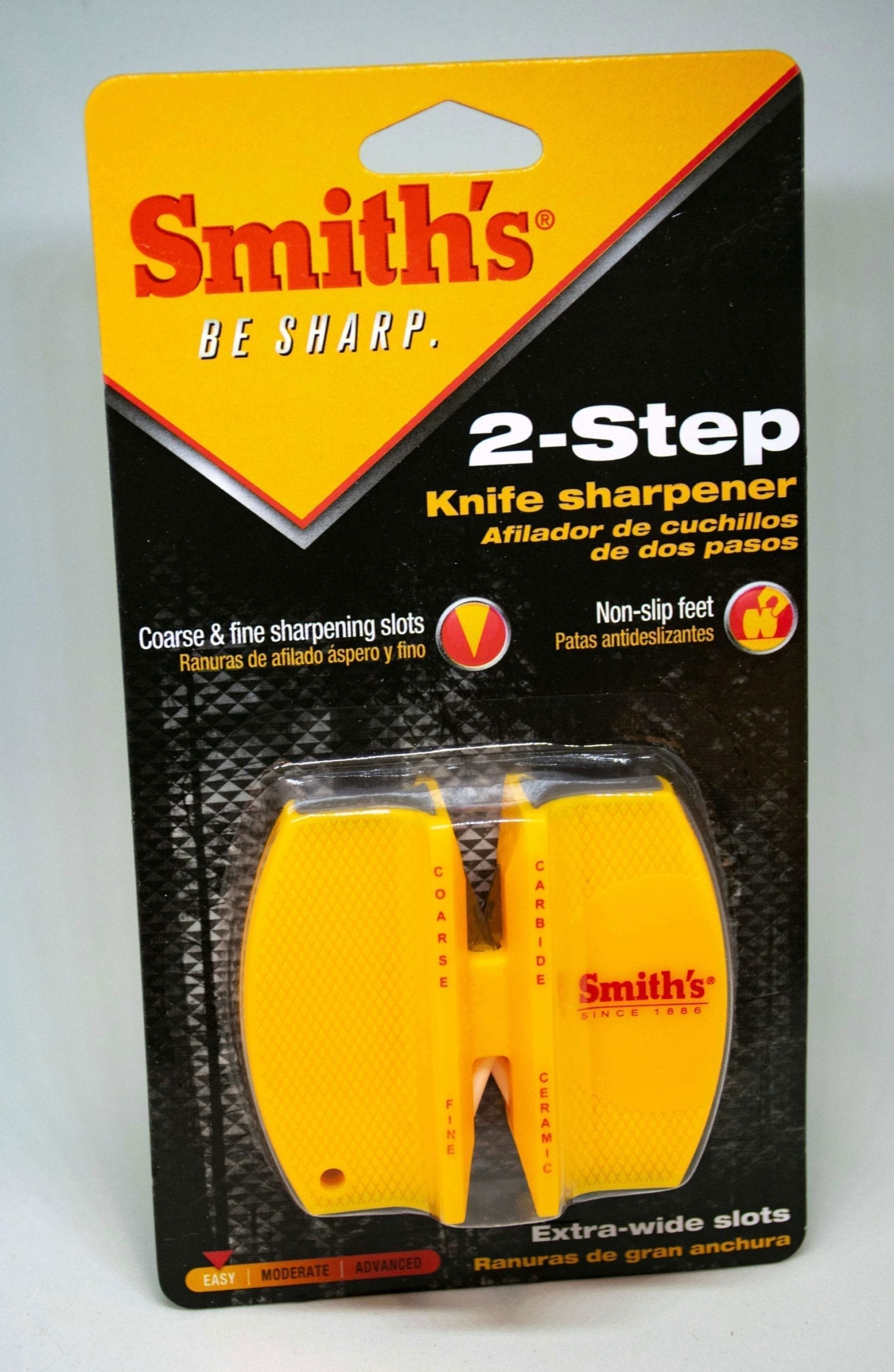 Smith's CCKS 2-Step Knife Sharpener - Yellow - 2-Step Preset Coarse & Fine  Slots - Outdoor Handheld Knife Sharpener - Fishing, Hunting, Fillet, Pocket