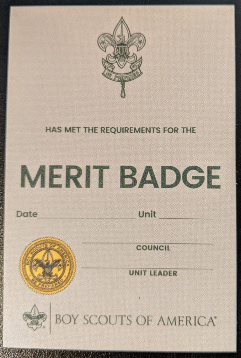 Scouts BSA Merit Badge Pocket Certificate BSA CAC Scout Shop