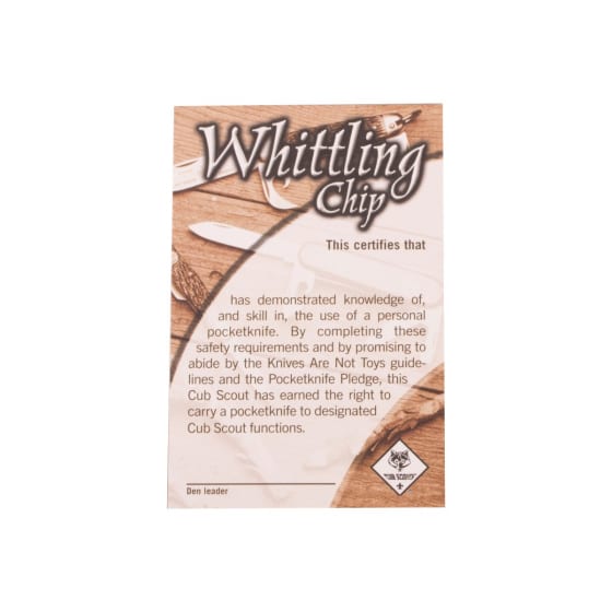 Whittling Chip Pocket Certificate BSA CAC Scout Shop